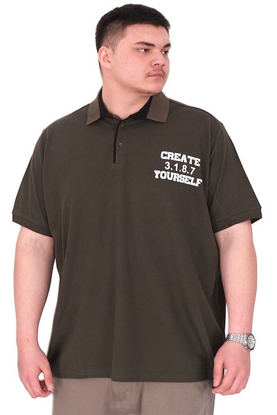 ModeXL Mode XL Large Size Men's T-Shirt Polo Collar Yourself U25310 Khaki