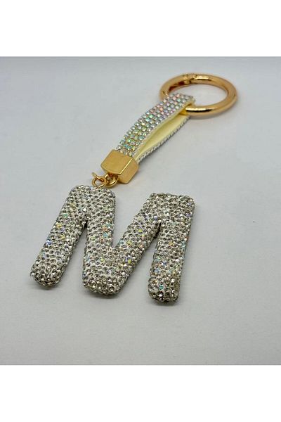PARLAK EVREN Stone Letter Keyring or Bag Accessory