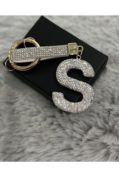 PARLAK EVREN Stone Letter Keyring or Bag Accessory