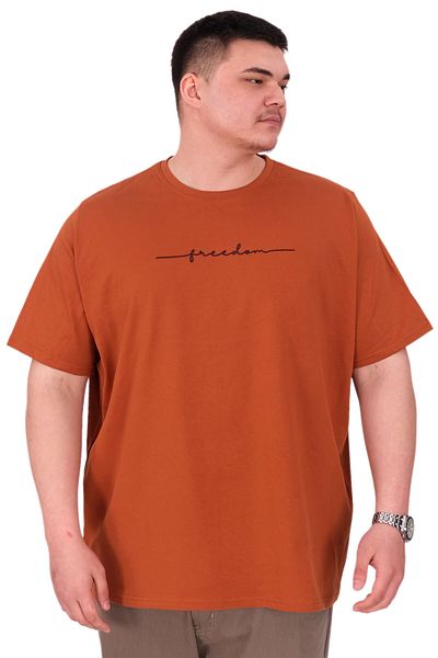 ModeXL Mode XL Large Size Men's T-Shirt Crew Neck Freedom U25033 Cinnamon