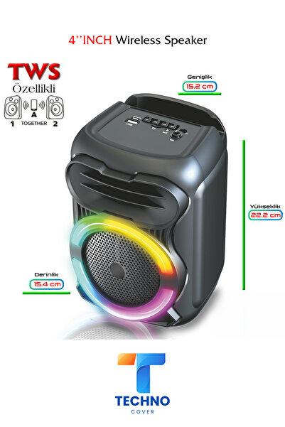 foxpower Bluetooth Özellikli Ses Bombası 4 Inch Rgb Işıklı Speaker (KLN-160)