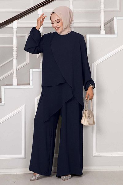 EBRUTESETTÜR Asymmetrical Cutting Aerobin Hijab Double Set