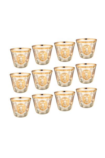 Generic Saudi coffee cup set made of clear crystal, laser-engraved, in the shape of roses, 12 pieces