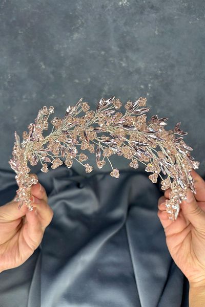 Hayalperest boncuk Hera Crystal Beaded Bridal Crown