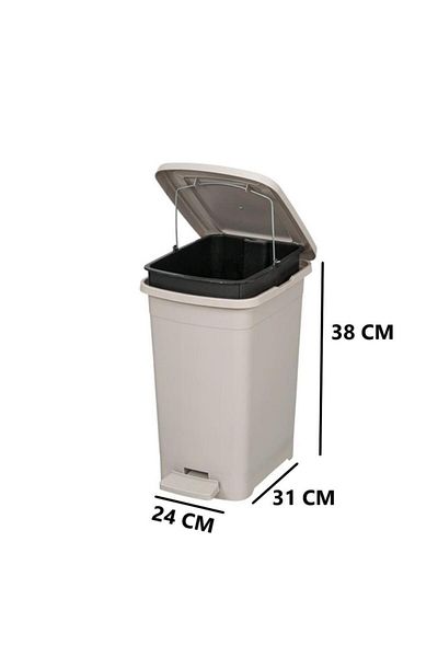 Omnipazar Elf-İ343 Slim Pedal Plastic Trash Can with Inner Bucket 15 Lt