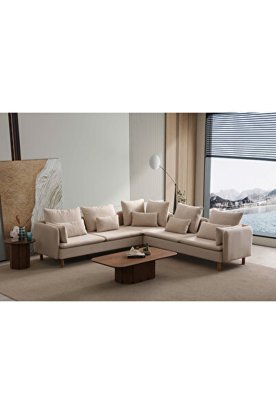 S Home Design Concept Luna Modüler 5 Modül L Köşe Koltuk Takımı Kırık Beyaz Babyface Kumaş Dairenize Teslim