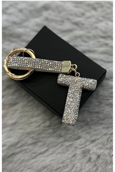 PARLAK EVREN Stone Letter Keyring or Bag Accessory