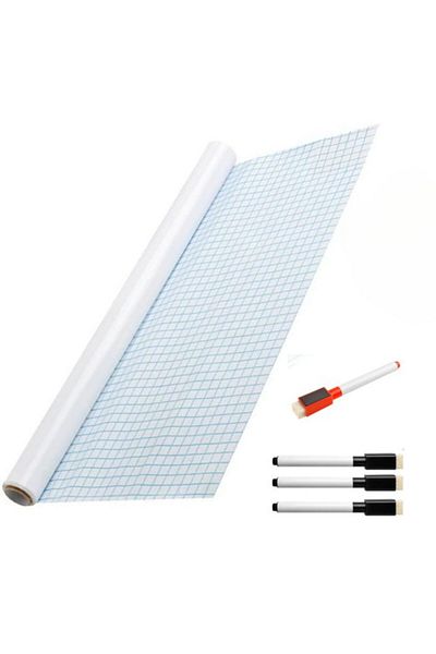 Evelise Set Self-adhesive And Reusable Paper Roll For Writing And Drawing And 4 Markers With Magnet