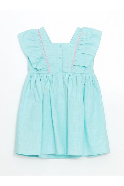LC Waikiki Lcw Kids Square Collar Linen Girl's Dress