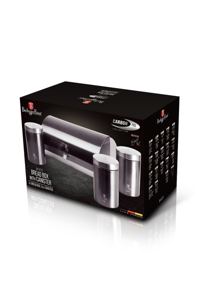 Berlinger Haus Set cutie de pâine și 3 recipiente de bucătărie Bh 6732 Carbon Pro Edition