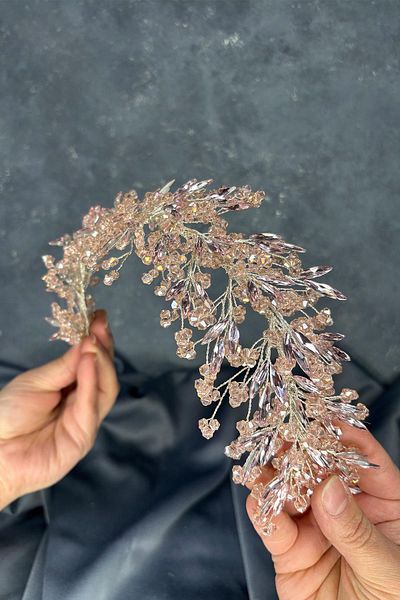 Hayalperest boncuk Hera Crystal Beaded Bridal Crown