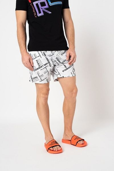 Karl Lagerfeld , Pantaloni scurți de baie cu imprimeu logo, alb/negru, mărimea S