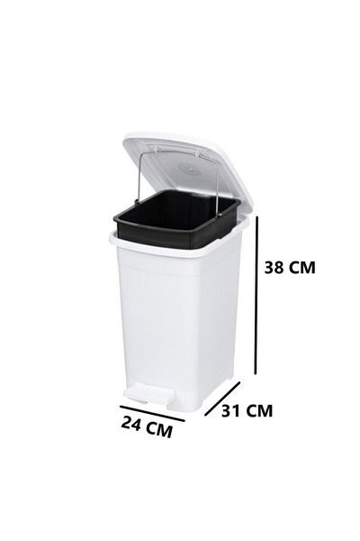 Omnipazar Elf-İ343 Slim Pedal Plastic Trash Can with Inner Bucket 15 Lt