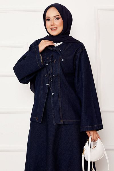 EBRUTESETTÜR Lace Detailed Skirted Denim Double Set