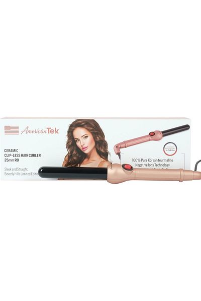 American Tek Ceramic Hair Curler - Fast Heatup Curling Iron - LongLasting Curls - American Quality C