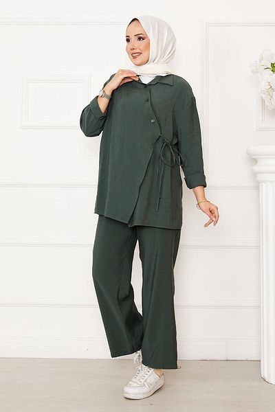 EBRUTESETTÜR Side Tie Button Detailed Hijab Suit