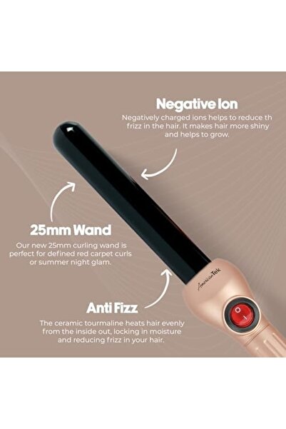 American Tek Ceramic Hair Curler - Fast Heatup Curling Iron - LongLasting Curls - American Quality C