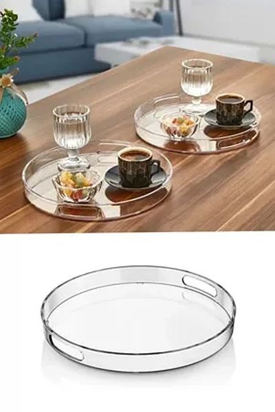 PRATİKOBA Round Tray Smoked Transparent Royaleks-82930