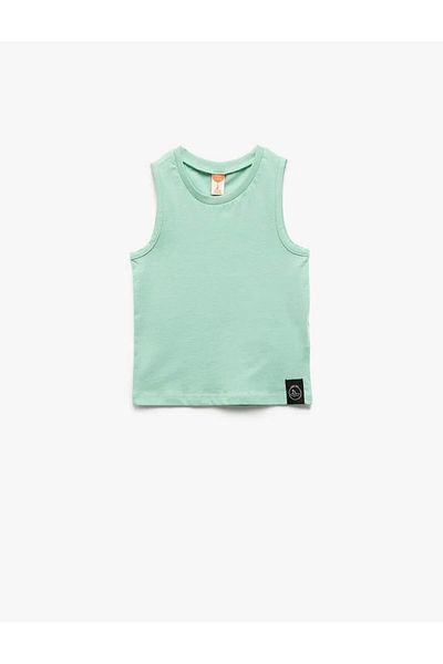 Koton Applique Detailed Green Baby Boy Sleeveless T-Shirt 5Smb30002Tk
