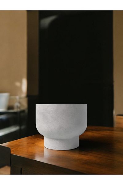 LUMİNA Double Decorative Concrete Bowl - Gray & White