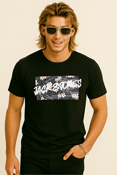 Jack & Jones Tricou J&j Tricou cu sigla pentru piept pentru bărbați, negru