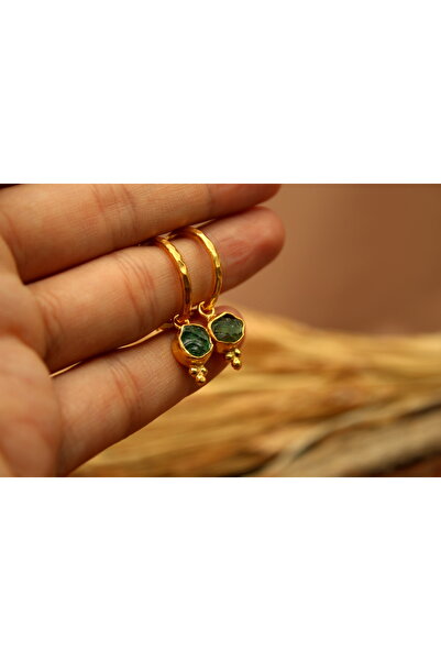 alpsilverart 925 Ayar Gümüş Doğal Yeşil Apatit Taşlı El Yapımı Küpe | Kadın Takı