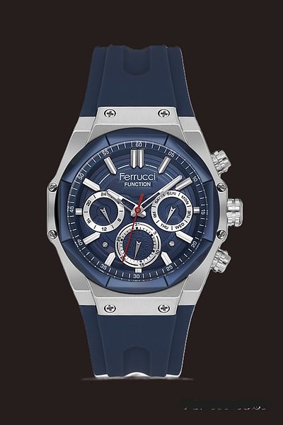 Ferrucci Functional Men's Wristwatch Silver Color Silicone Cord