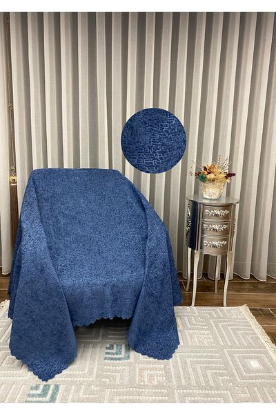 Sivalde Husa de scaun antiderapanta din tesatura chenille albastru indigo, husa de canapea extensibila de living/canapea, 160x210 cm, 1 bucată