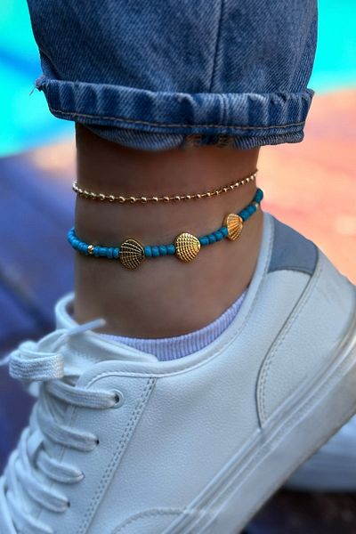 Trendy Butik Seashell Summer Anklet Set (2 Pieces)