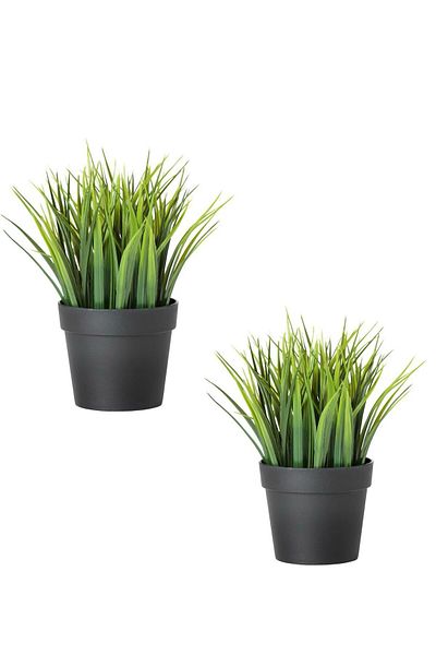 IKEA Fejka Artificial Potted Plant, Indoor/Outdoor 2-Piece Grass, 9 cm