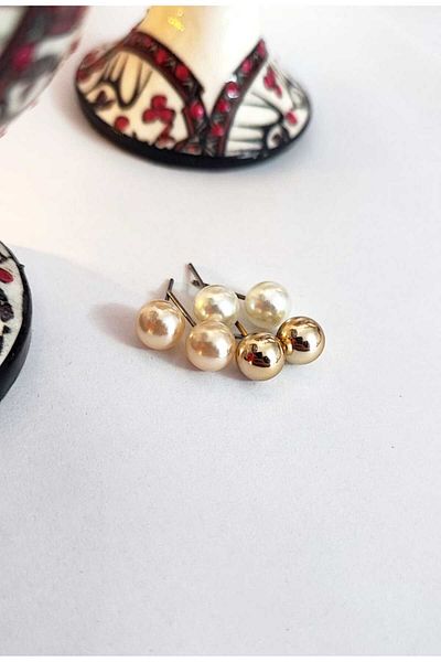 BaharEli 3Pcs Artificial Pearl Model Earrings