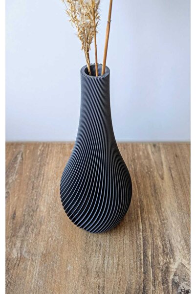 PRİNTİCA DESİGN Siyah Spiral 3D Vazo