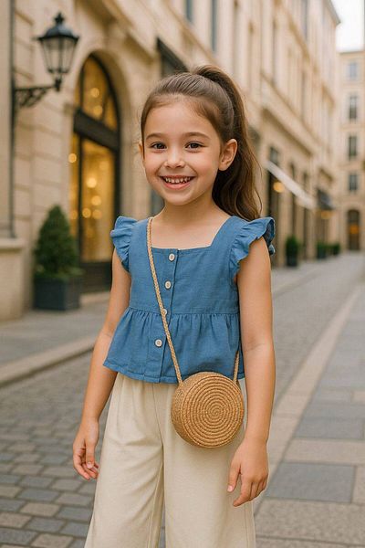 Karan Kids Girl's Eid Blouse Pants Bag Suit