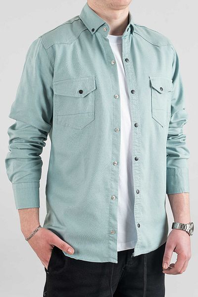 bombe Slim Fit Men's Denim Shirt Green