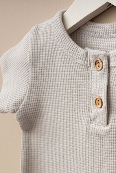 Minytrendy Baby Boy Kids Cool Boy Waffle Summer Fabric Bottom Top 2-Piece Unisex Suit Shorts Short Sleeve Suit