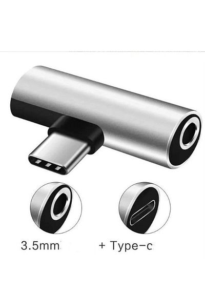 Evelise Adaptor audio de la Type-C la MiniJack 3.5 mm, argintiu