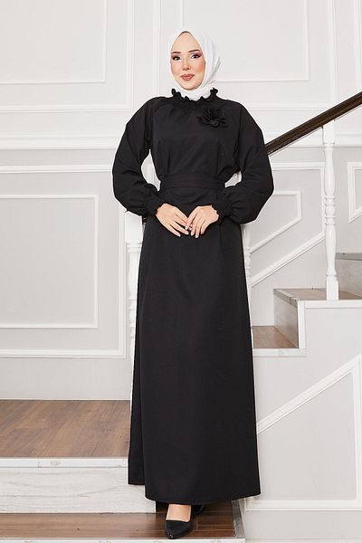 EBRUTESETTÜR Hijab Dress with Rose Brooch on Sleeves