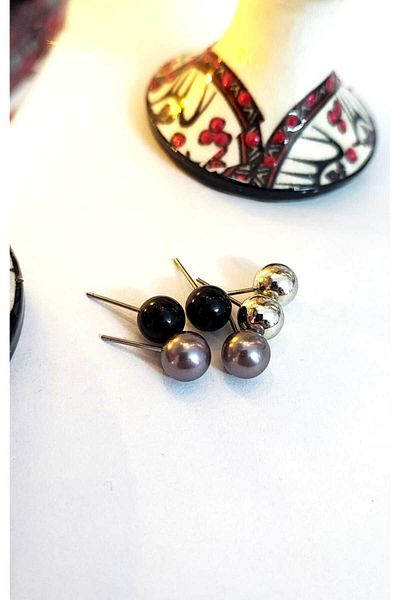 BaharEli 3Pcs Artificial Pearl Model Earrings