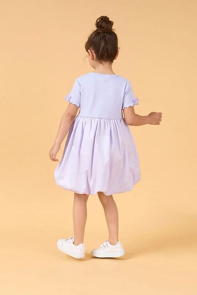 Magu Girl's Cotton Balloon Skirt Short Sleeve Dress
