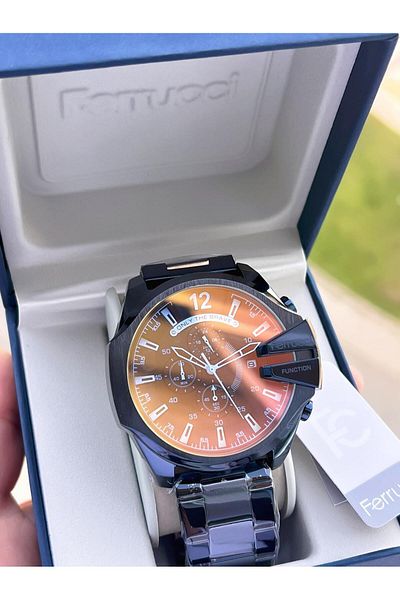 Ferrucci Steel Cord 3 Atm Water Resistant Special Design Men Wrist Watch Vs.Blkt.0364