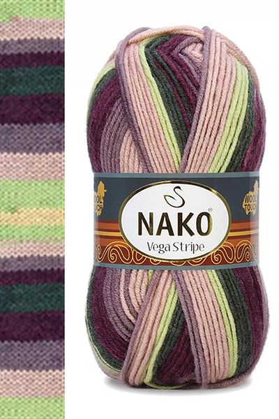 NAKO 1 Piece Vega Stripe Premium Acrylic Hand Knitting Yarn Wool No: 82414