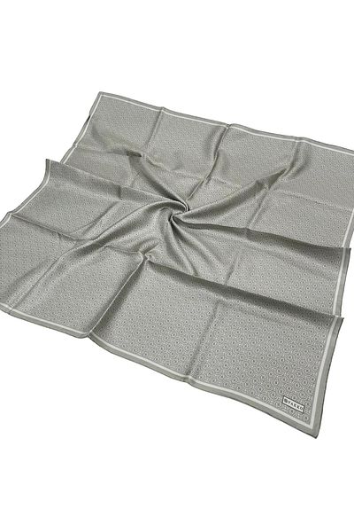 Vakko Μεταξωτό μαντίλι Twill - Νέο Μονόγραμμα - Λαδί Πράσινο