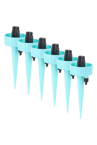 Evelise Set of 6 Drippers with Irrigation Valve, Adjustable Water Flow, for Indoor Plants, PP, 16.5 cm