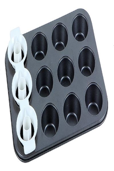 RL Industry 12-Cup Flower Muffin Pan 35.5x21x4 cm – Non-Stick, Plastic-Coated