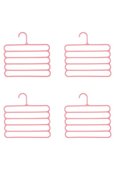 Evelise Set de 4 umerașe multifuncționale din plastic cu 5 poziții pentru pantaloni, fuste, cravate, prosoape