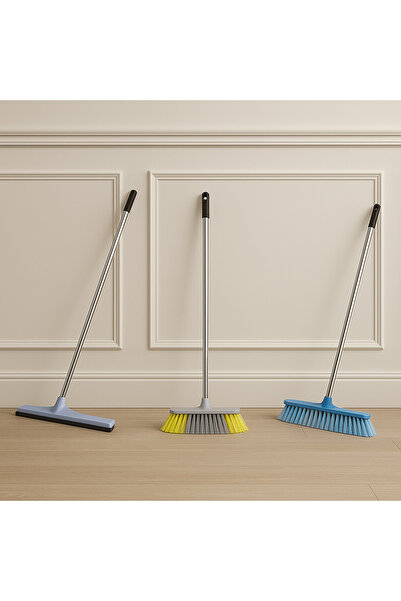 Metler Yer Çekpası + Halı Yıkama Fırçası + Saplı Temizlik Fırçası | Metal Saplı, Çok Amaçlı Temizlik Seti