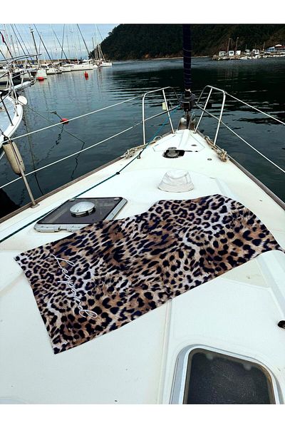 Miami Beach Κομψή πετσέτα θαλάσσης Unisex με σχέδιο λεοπάρ 70x150 098-