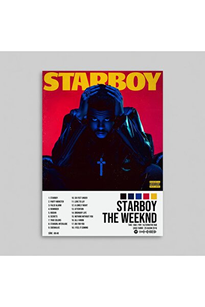 Orendart THE WEEKND - STARBOY Albüm Spotify Çerçevesiz Tasarım Poster