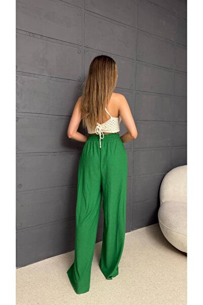 Bak'ap Wide Leg Summer Trousers with Lacing Detail