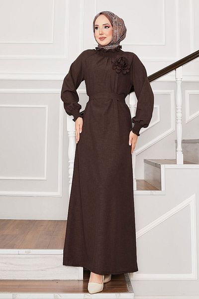 EBRUTESETTÜR Hijab Dress with Rose Brooch on Sleeves
